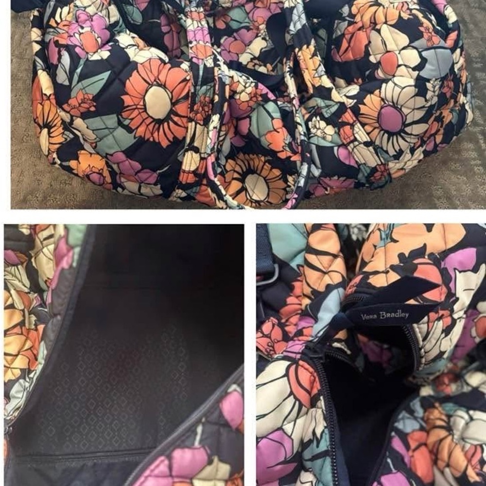 Vera Bradley Quilted Floral Weekender in Navy Multi-Color